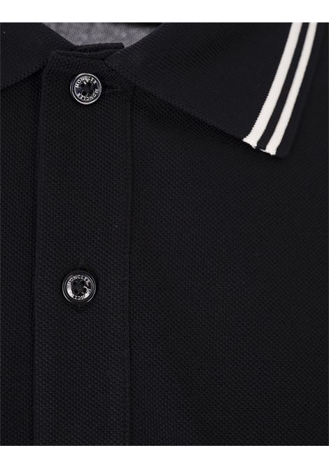 Blue Polo Shirt With Stripes On Neck And Cuffs MONCLER | 091-8A00007 89A1677X